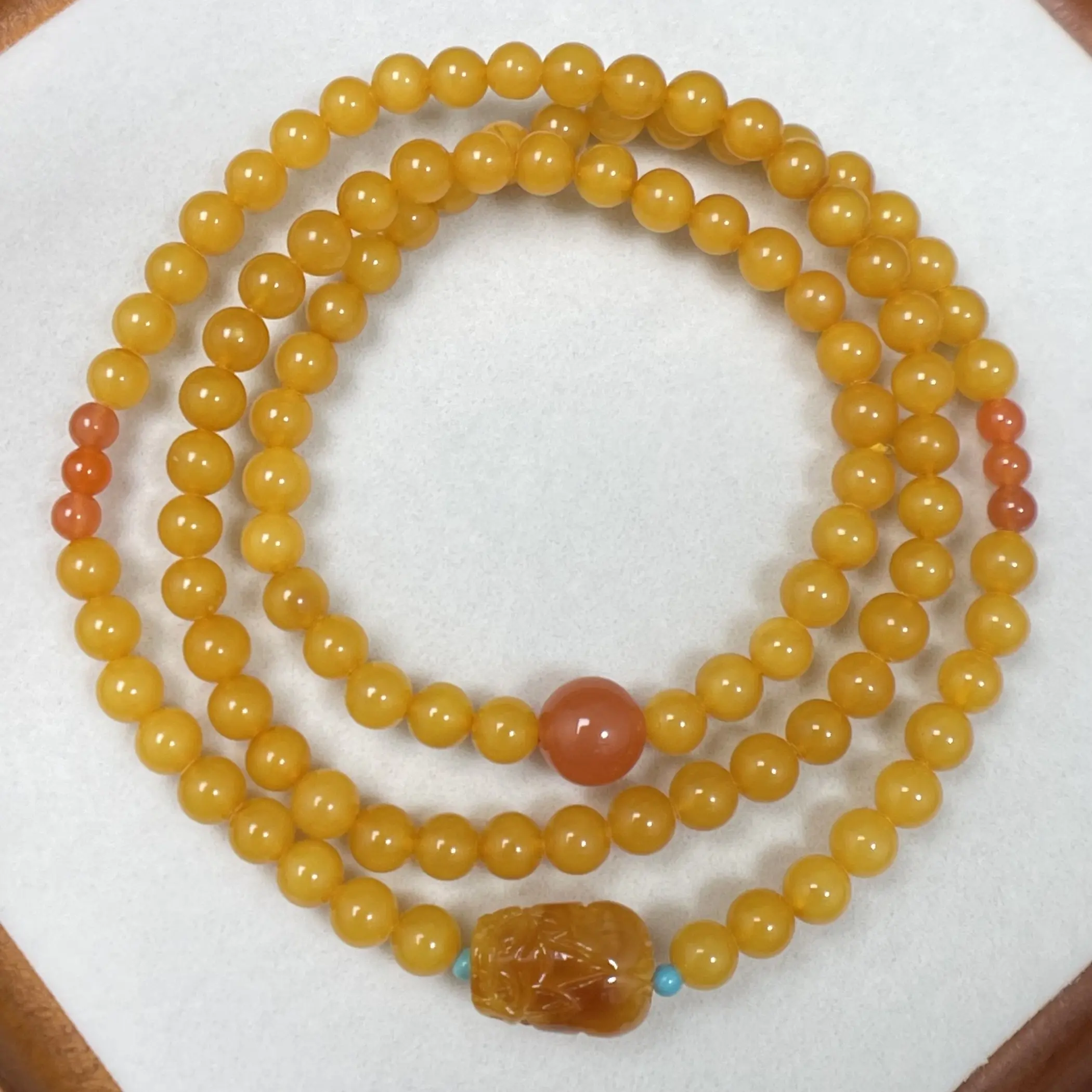 天然蜜蜡原创三圈手串尺寸5mm左右（多样性发一）女款时尚