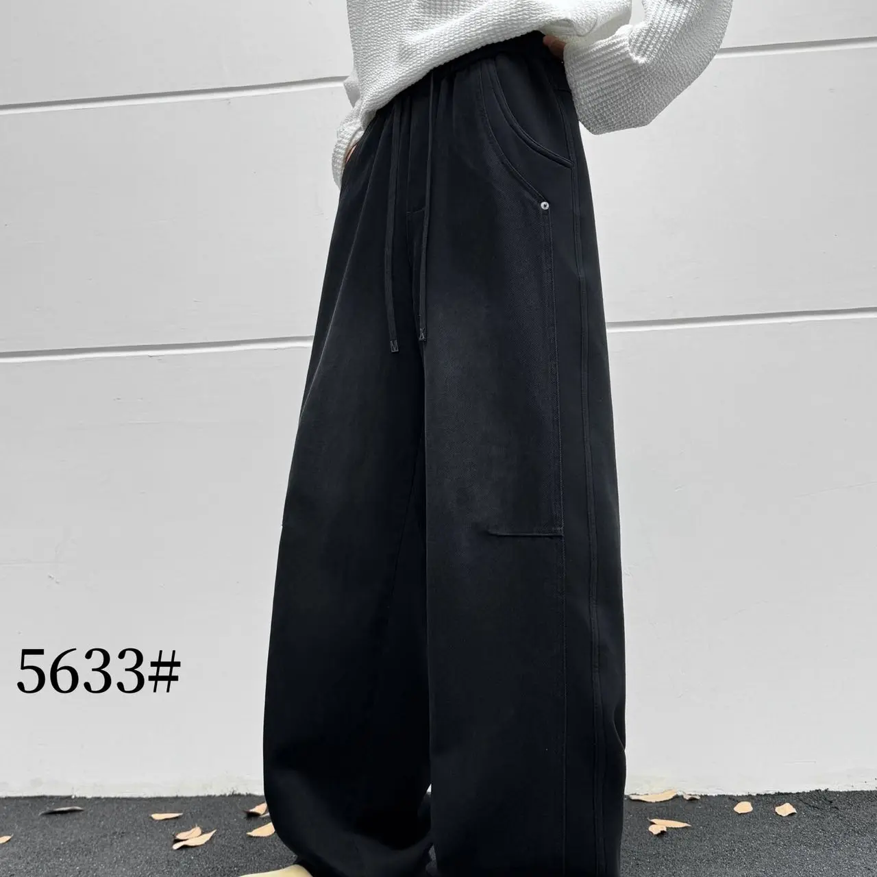 秋冬加绒加厚休闲裤长裤男士牛仔拼接洗水双11直筒百搭时尚5633