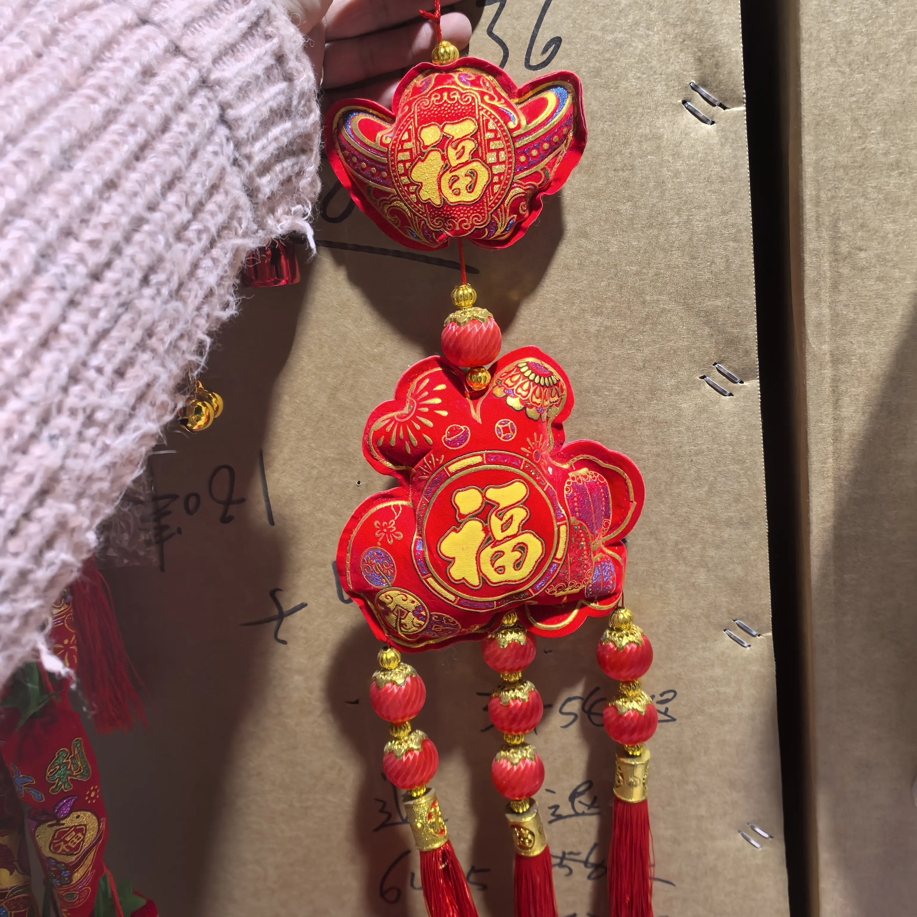 新年客厅喜庆装饰马年立体烫金福字葫芦挂饰布置用品