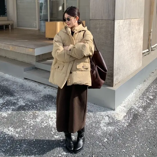 /小艾/║803║中长款连帽羽绒服时尚百搭羽绒外套
