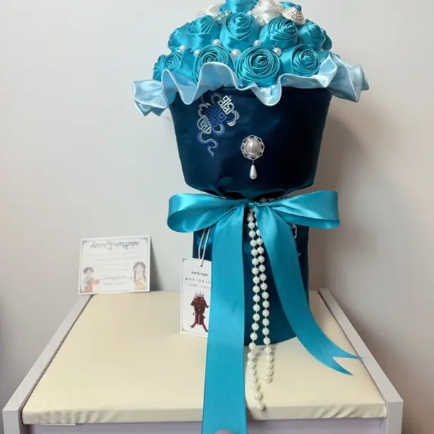 藏饰手工花束经典礼物客厅摆件装饰湖蓝色结实耐用男女同款