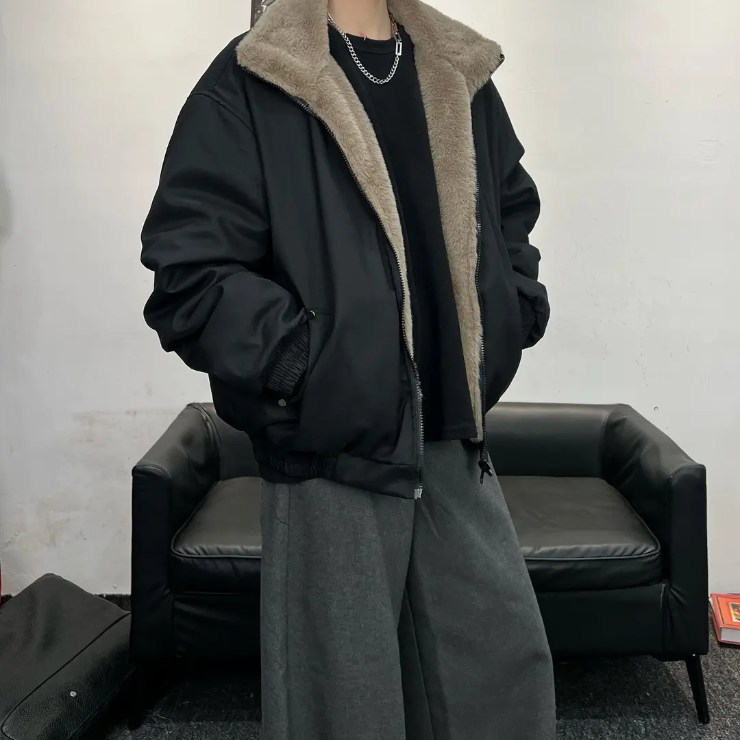 冬装哈林顿双面穿座山雕棉服男女加厚加绒保暖cleanfit复古棉衣潮