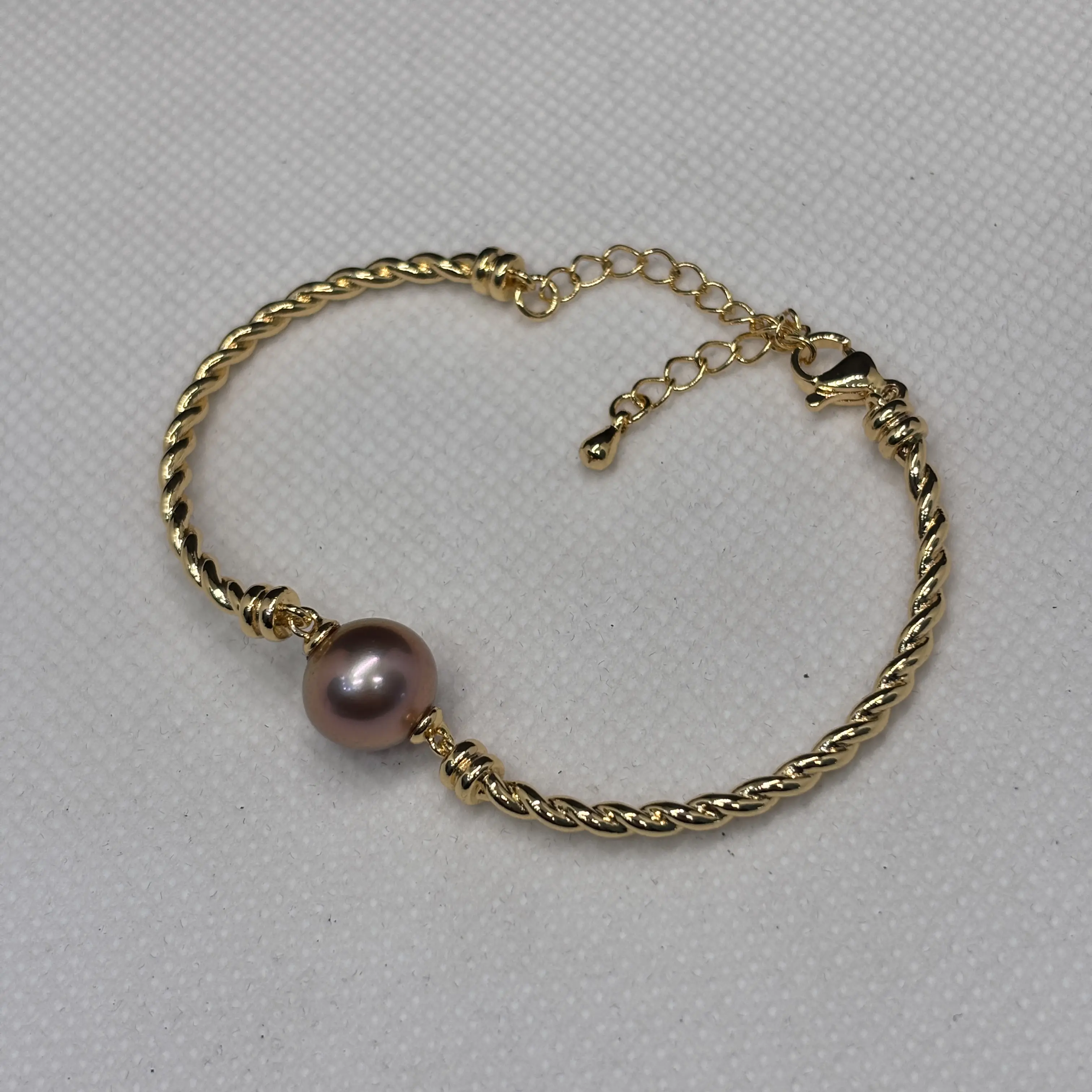 时尚可调节紫色淡水珍珠手链10-11mm