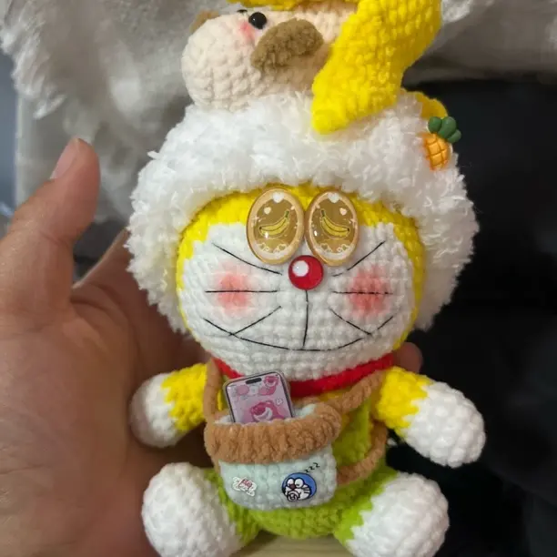 手工钩织哆啦a梦机器猫蓝胖子可爱玩偶成品现货礼物
