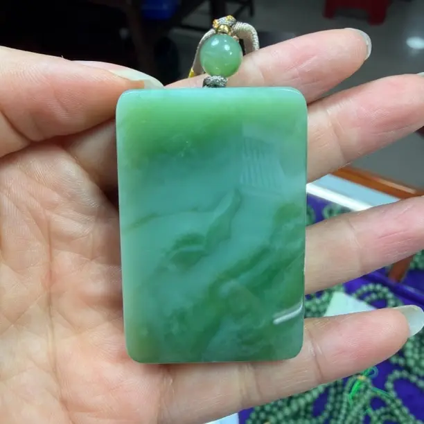 碧玉无事牌阳绿意境牌挂件精品时尚大气