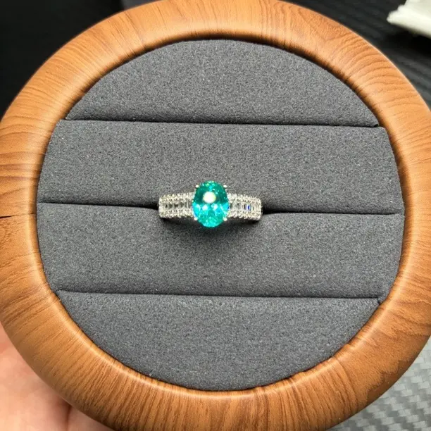 蓝绿色开口戒轻奢小众时尚简约精致气质珠宝007