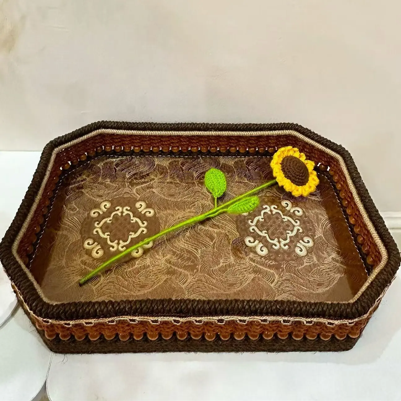 藏式手工编织茶盘成品，