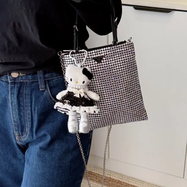 99新 Prada/普拉达 發發中古·prada 满钻mini托特手提斜挎包