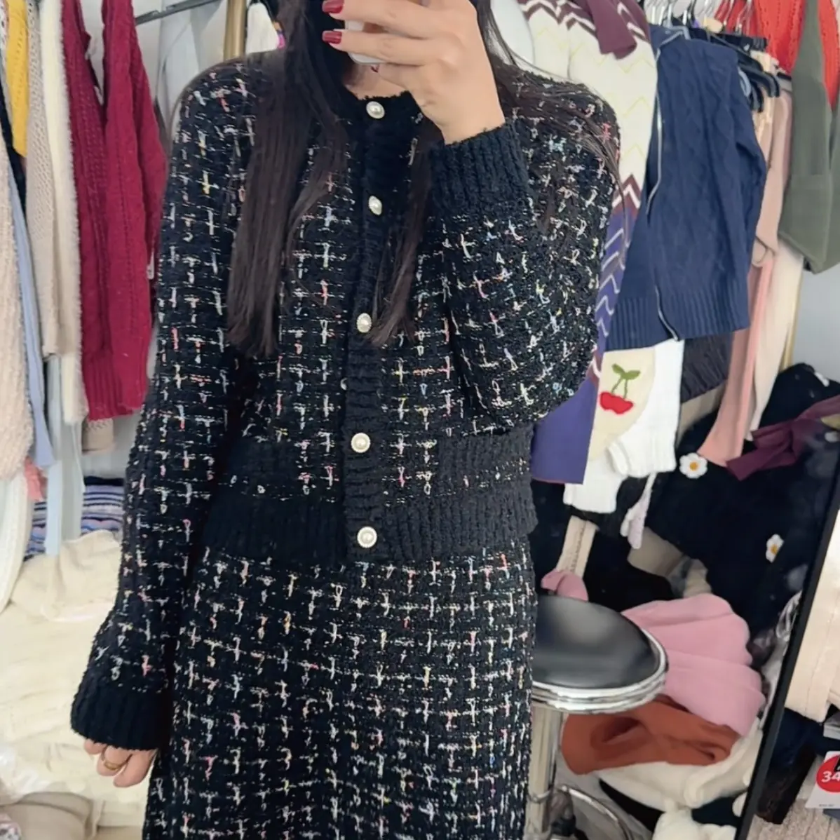 小香风短外套半身裙套装女适合小个子设计师风格
