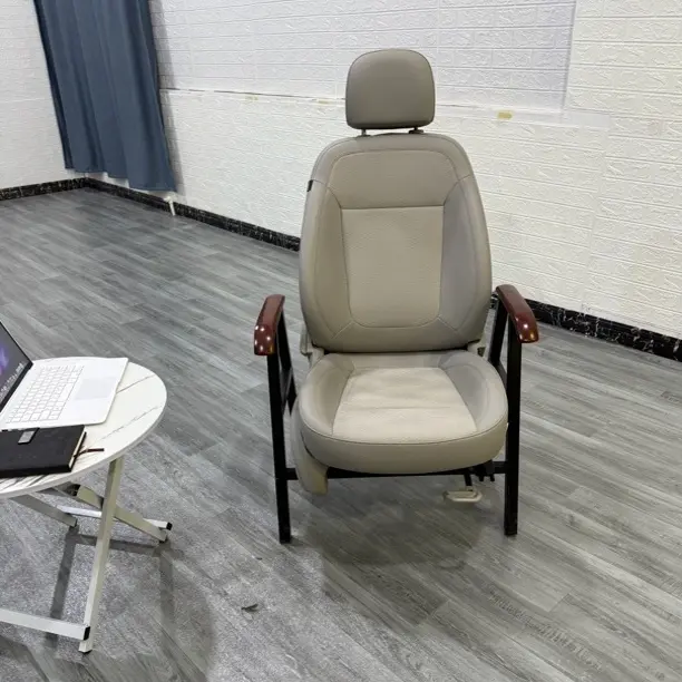 汽车座椅改装米白色乌金木真皮复古休闲椅大气舒适适合茶室客厅