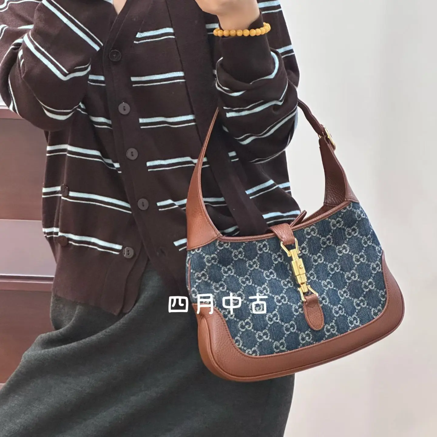 95新 GUCCI/古驰 牛仔拼皮jackie小号 