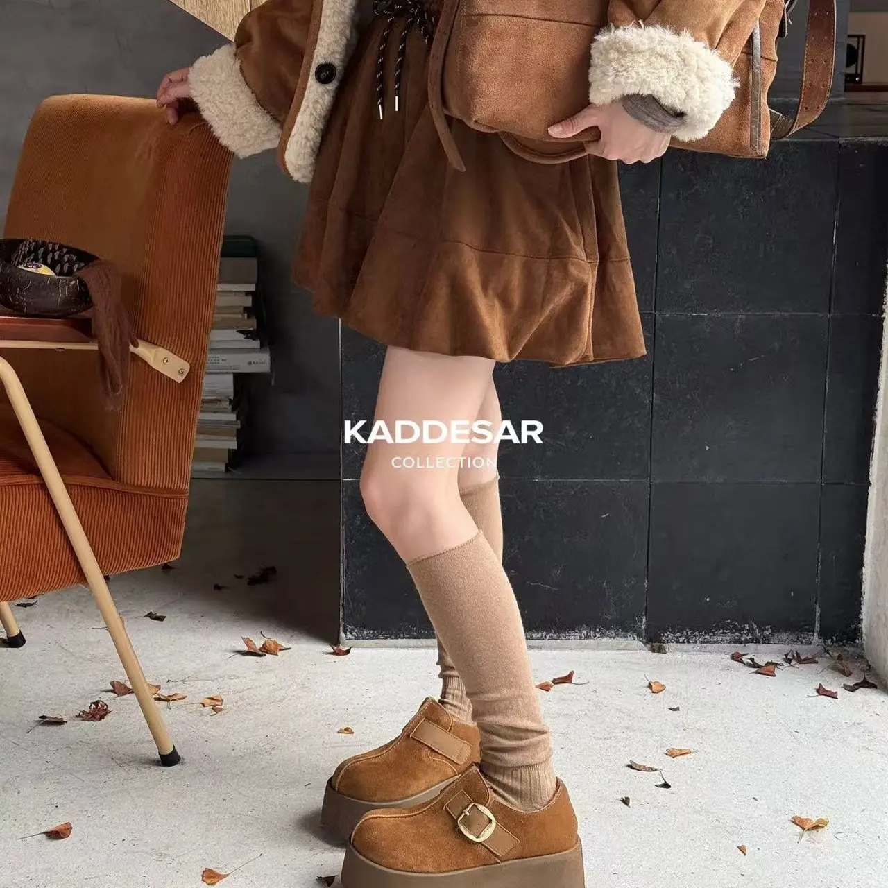 厚底增高加绒毛毛一脚蹬女款冬季保暖时尚勃肯棉鞋