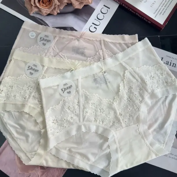 中腰法式提花蕾丝女士内裤柔软亲肤舒适透气适合85 - 130斤