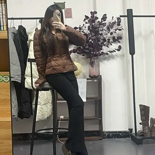 反季白鸭绒立领修身短款简约时尚保暖内胆女冬季轻薄外套