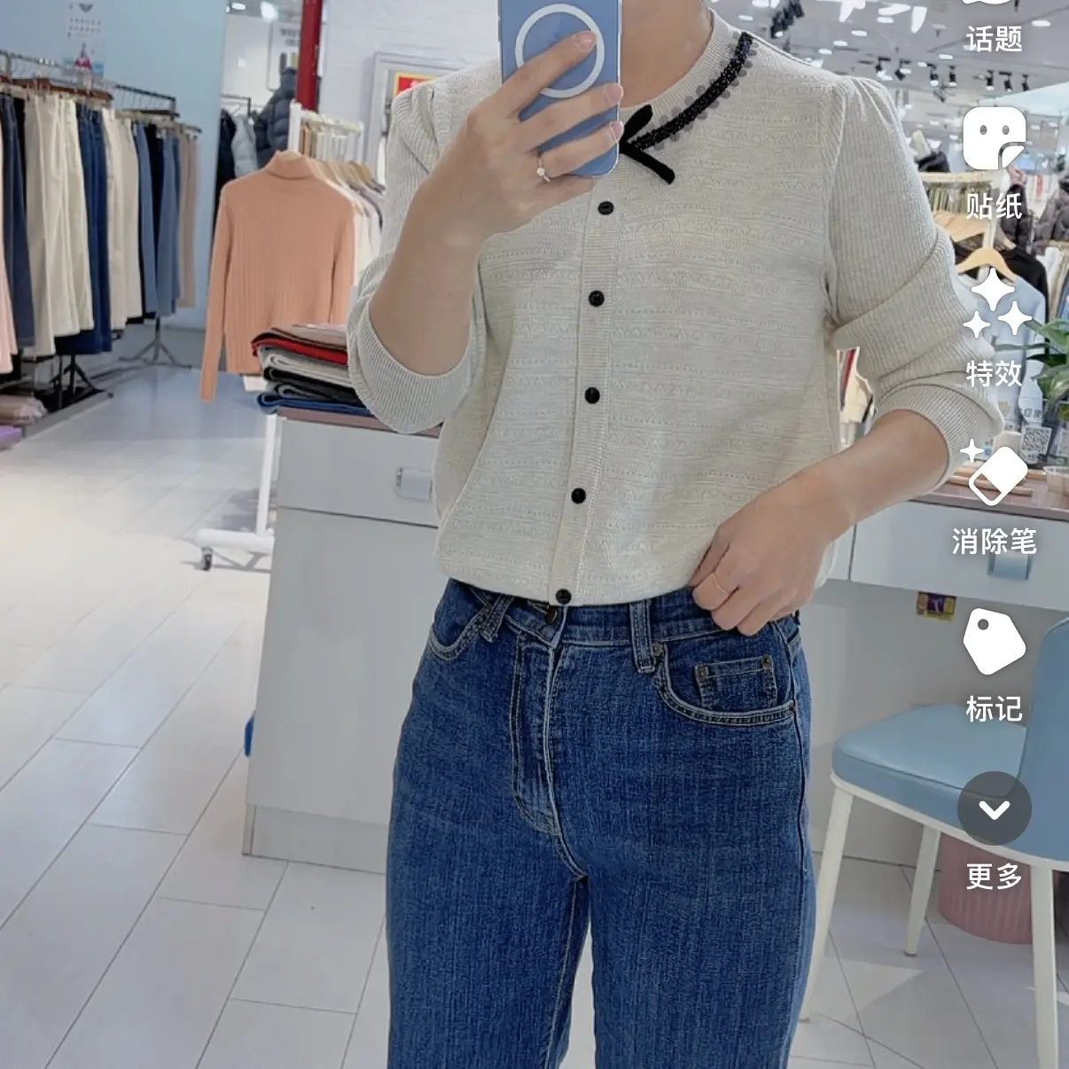 高端蝴蝶结亮片针织开衫气质显瘦时尚百搭上衣