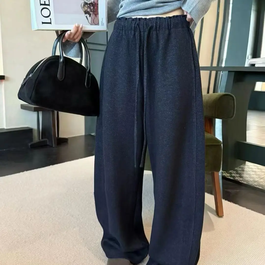 加绒慵懒风阔腿休闲裤