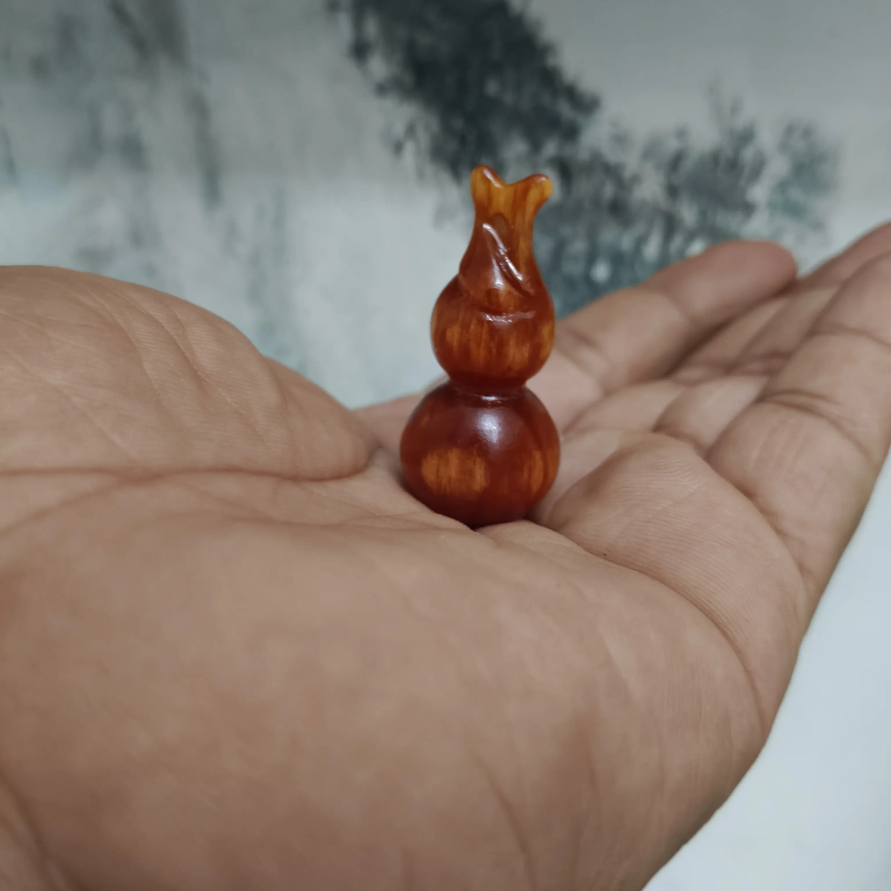 新款木质雕刻绕指柔细腰葫芦手把件中式创意饰品