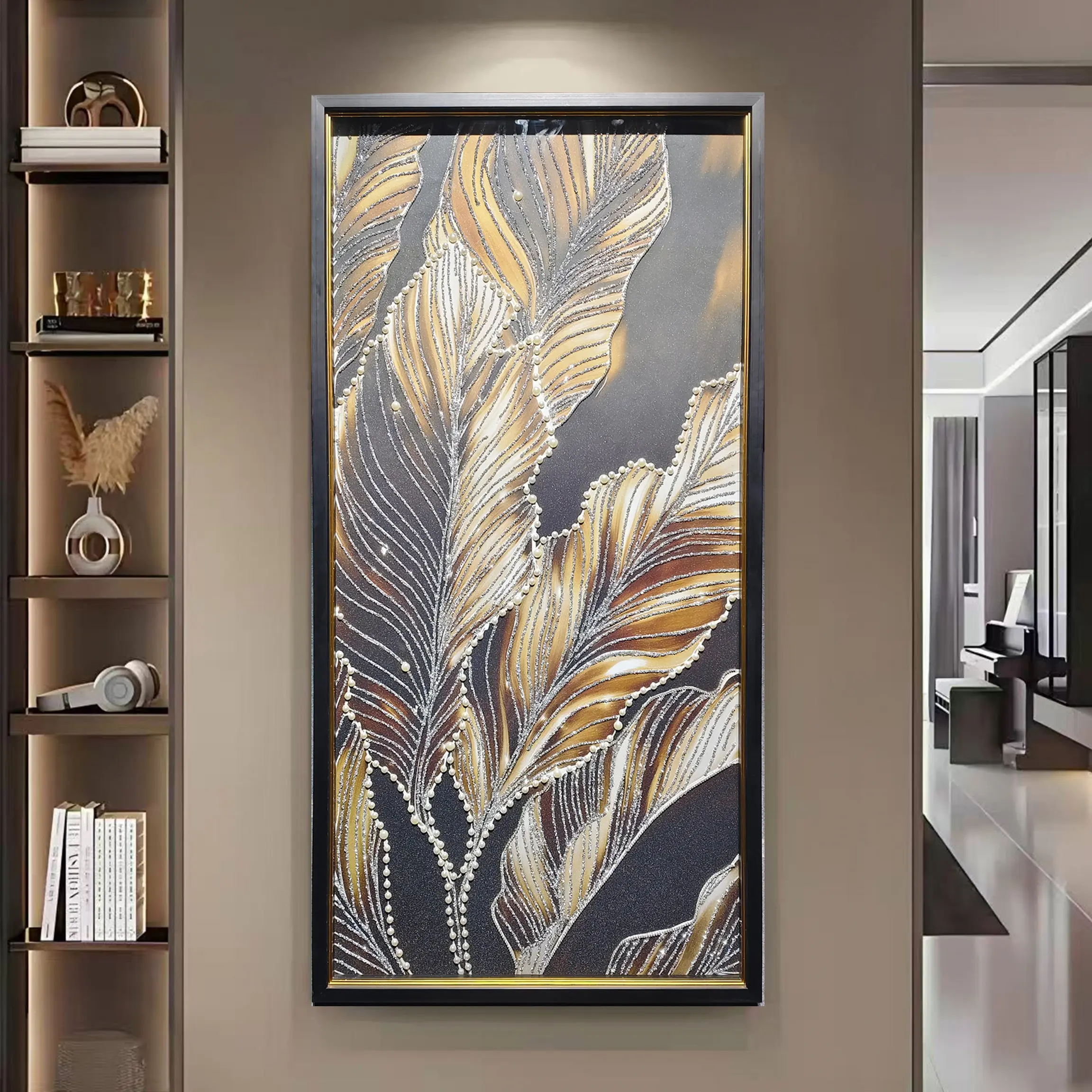 2002 轻奢珍珠版家大业大入户门玄关装饰画80*1.6米