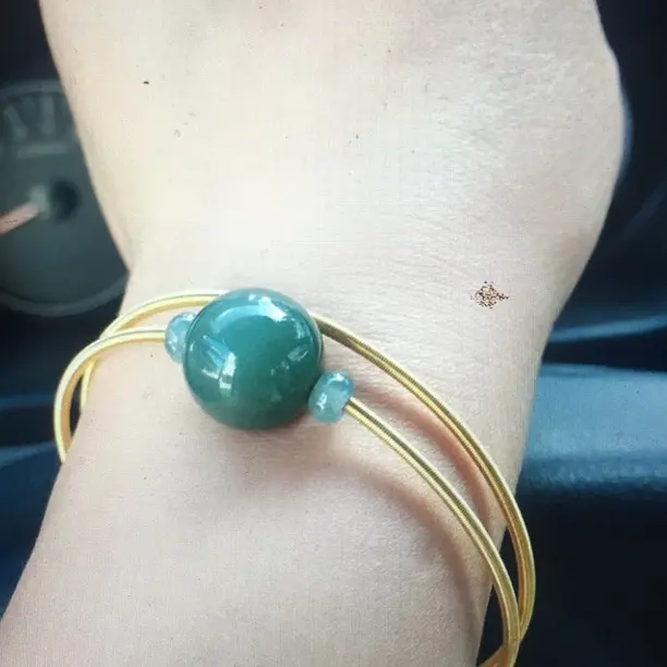 翡翠碧绿圆珠diy手环气质时尚手饰