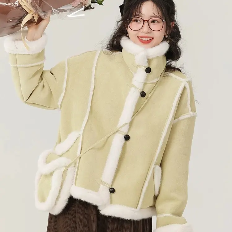 工装风短款短外套胖mm美拉德外套拼接翻领百搭秋冬