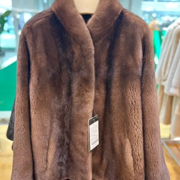 立领天鹅绒水貂整貂皮草外套女中长款年轻时尚气质显瘦轻奢冬季