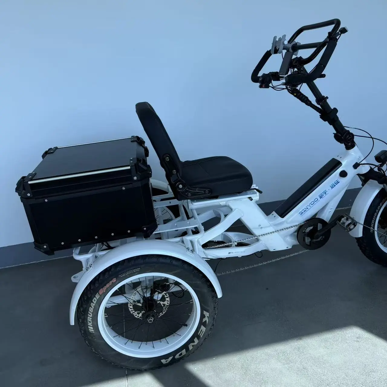 薪宇远征全减震带座椅可载人防侧翻人力三轮车铝合金车架