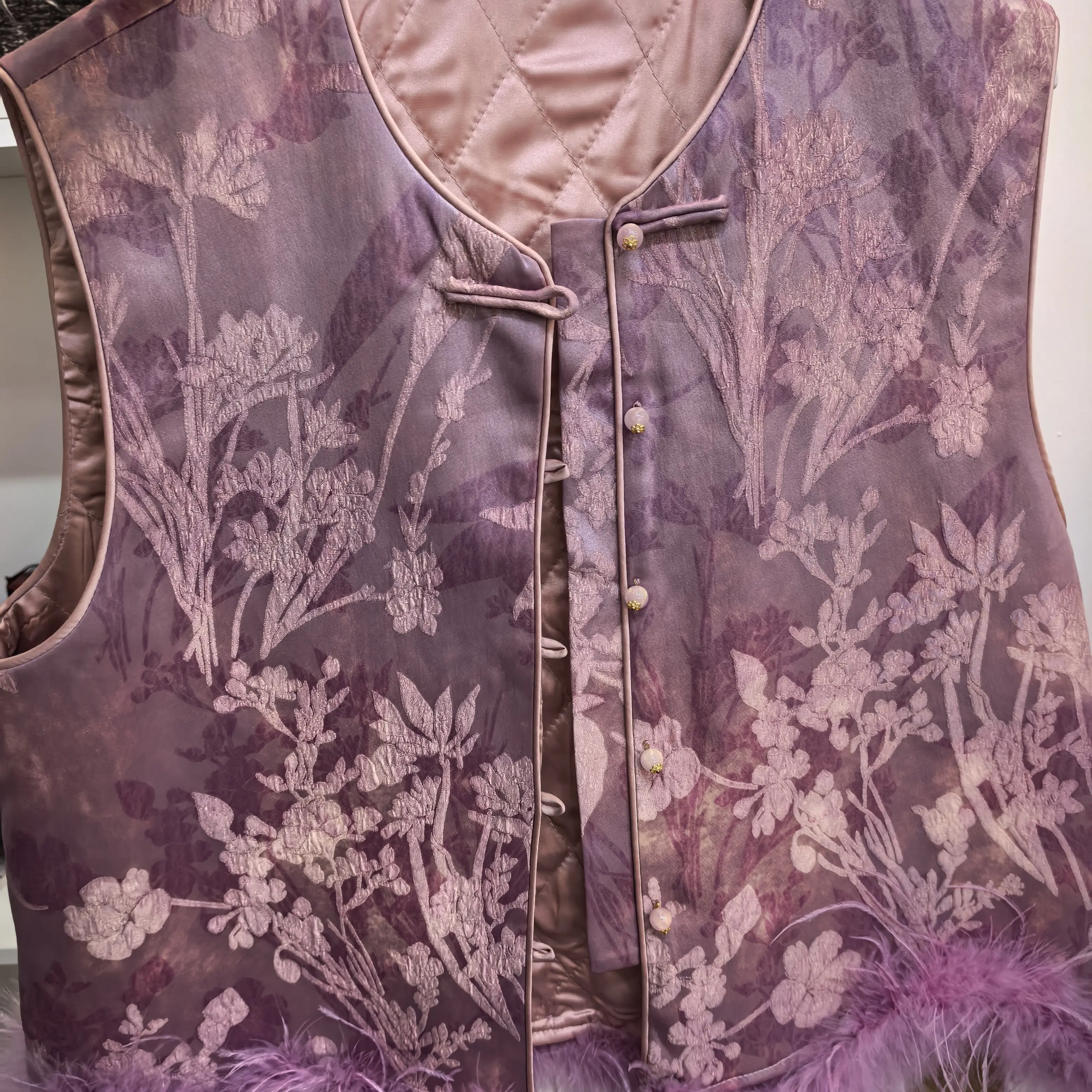 新中式国风提花精致圆领无袖马甲秋冬外搭