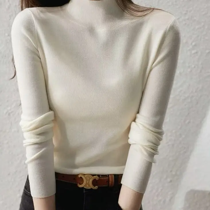 针织衫半高领毛衣纯色常规一线成衣女秋冬长袖