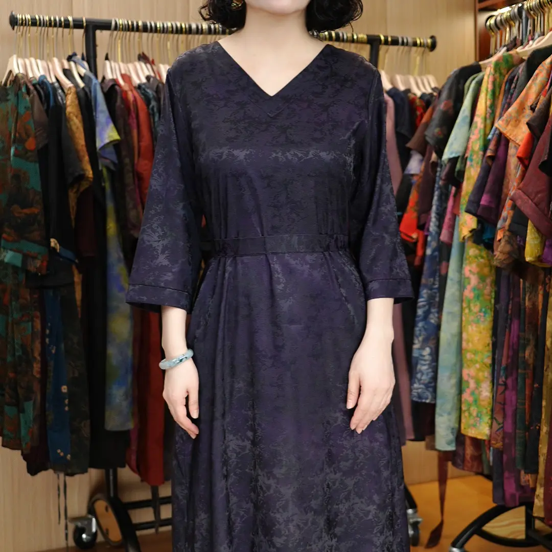 6222春秋季时尚简约休闲显瘦遮肉减龄中长款连衣裙