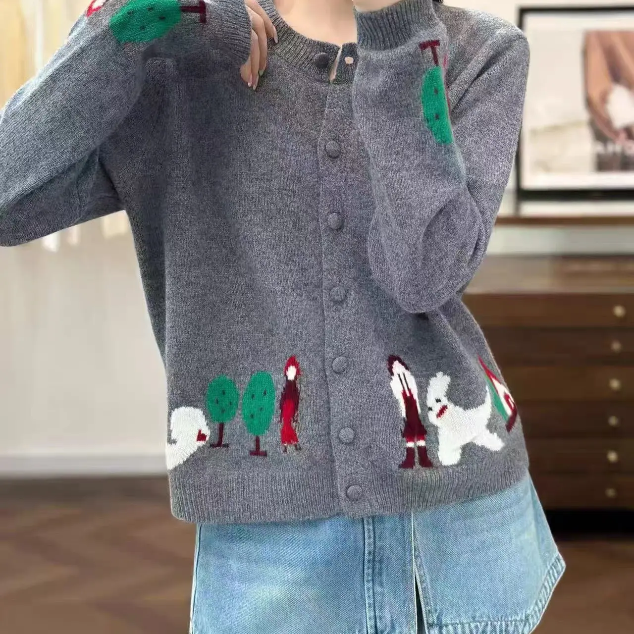 秋冬底部刺绣毛衣