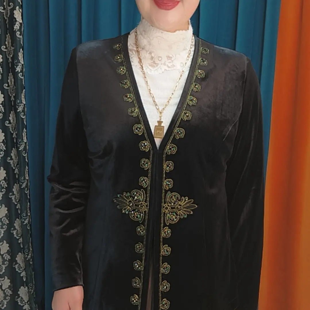 民族风秋冬季百搭时尚重工短外套 网红黑色长袖