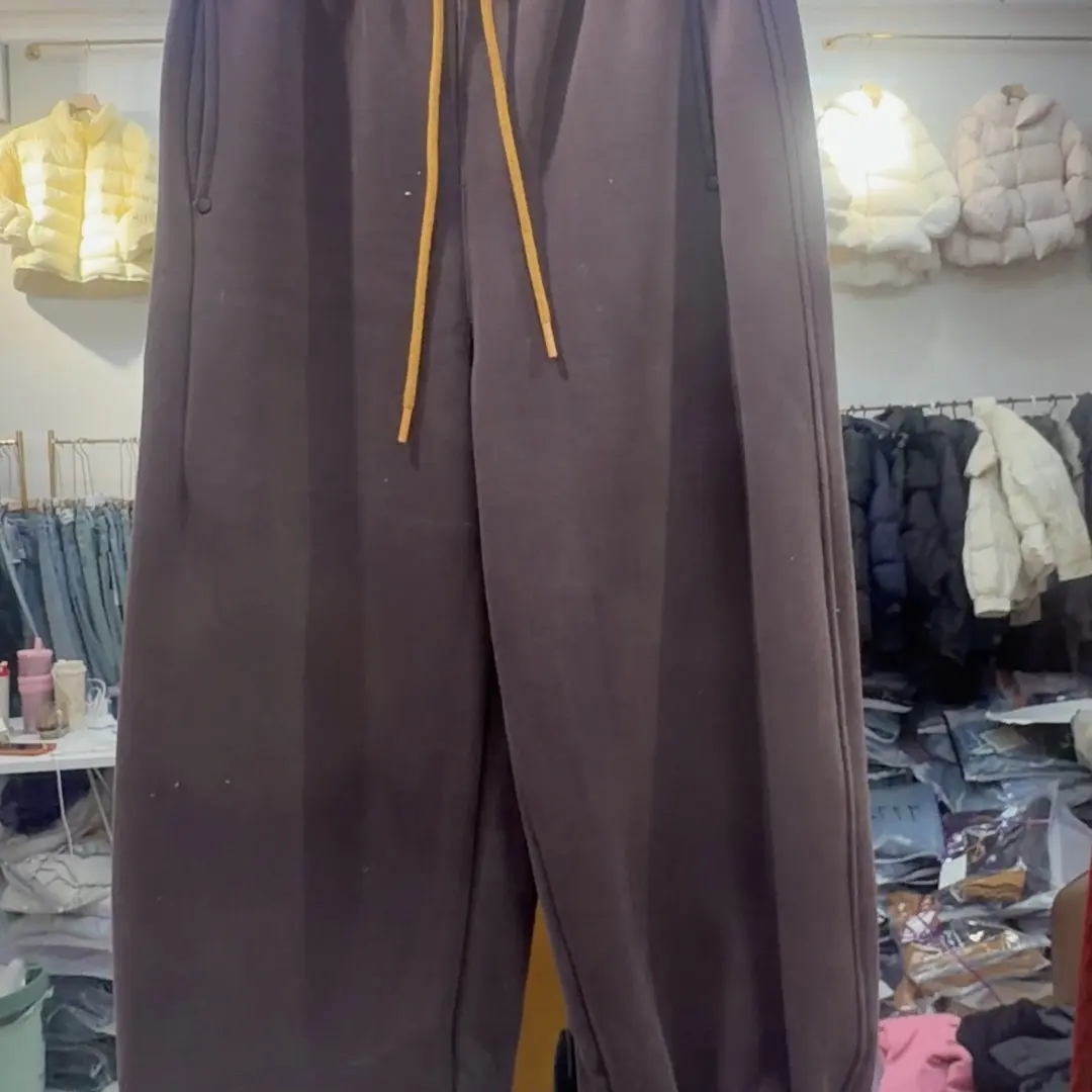 冬季新款加绒加厚高腰垂感宽松显瘦百搭休闲阔腿裤