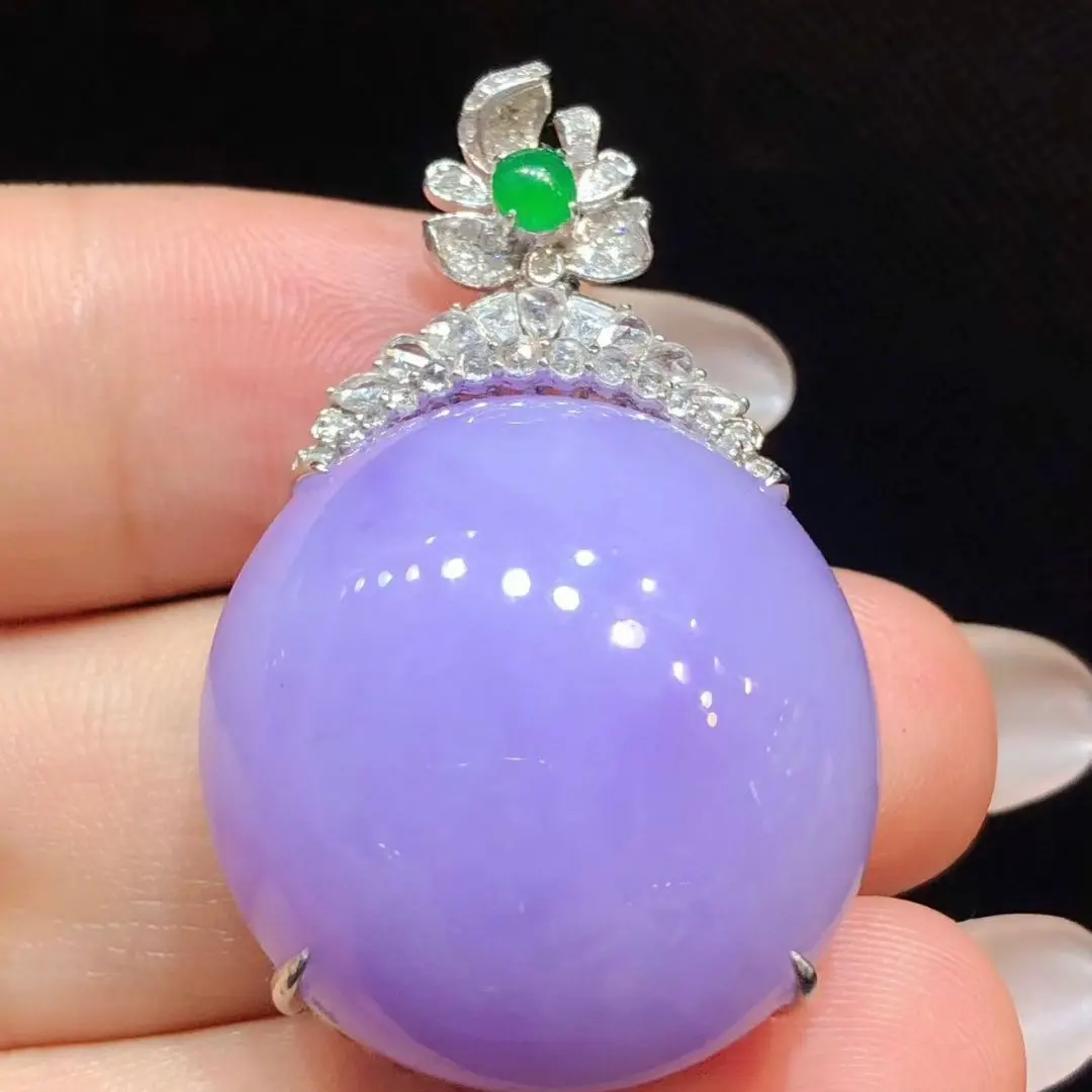 18k金冰紫蛋面吊坠