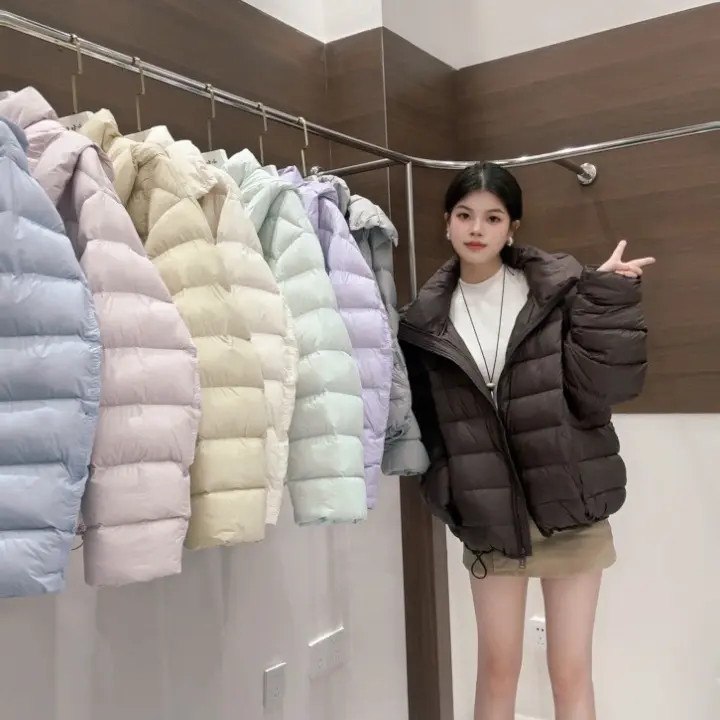 连帽排骨厚短白鸭绒女冬季保暖羽绒服