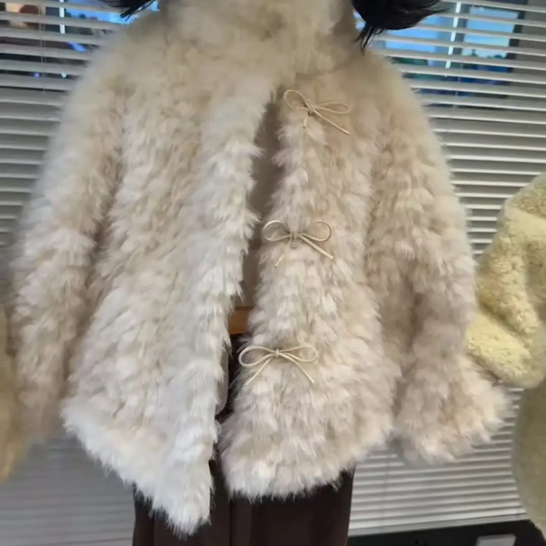 新款冬季女童韩版仿皮草软糯毛茸茸加绒外套小香风气质网红秋冬