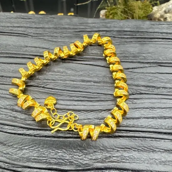 合金手链 铜合金古法花丝球轻奢百搭小众设计