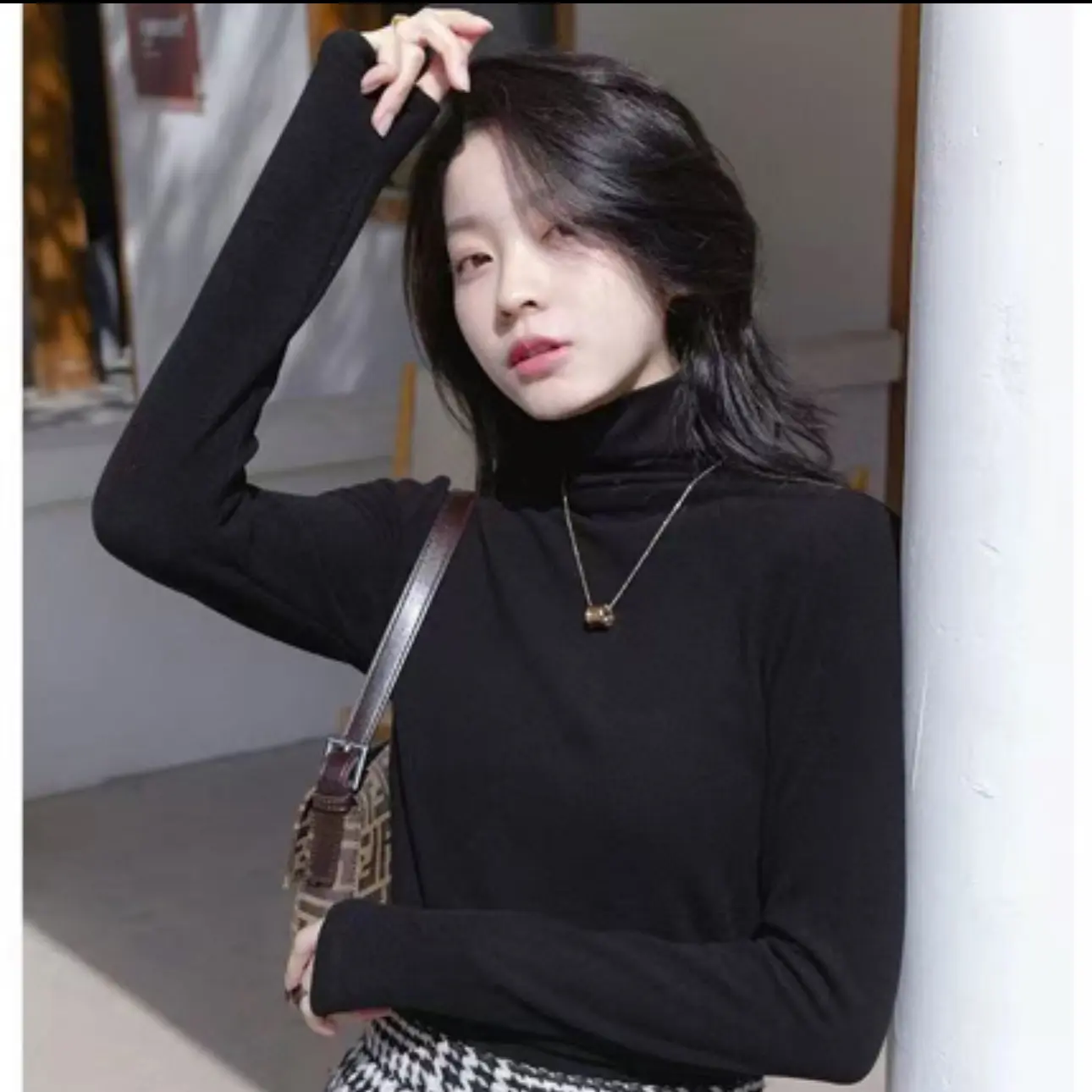 女内搭秋冬季洋气百搭保暖长袖纯色