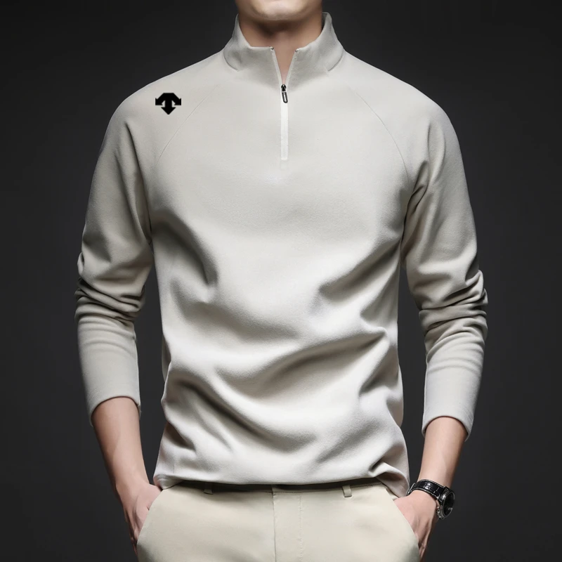 奥特莱斯撤柜丨迪桑家德绒秋冬保暖内搭t恤打底衫半高拉链领男士