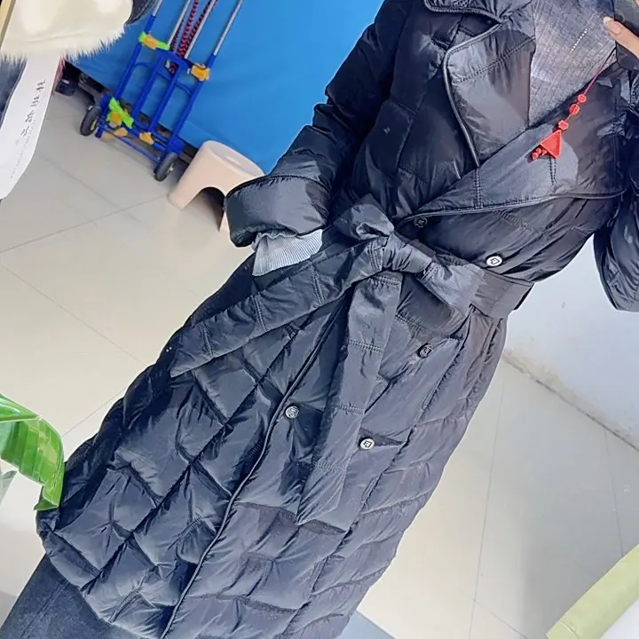新款冬季长款收腰百搭保暖鹅绒羽绒服外套