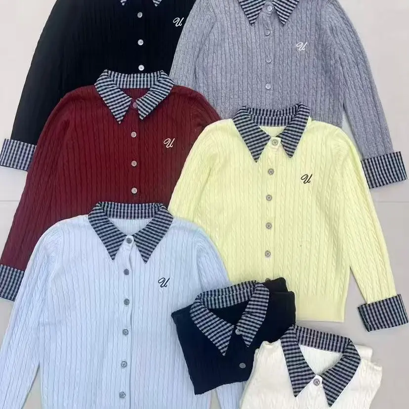 假两件刺绣毛衣开衫2025冬季青款设计感复古百搭显瘦上衣