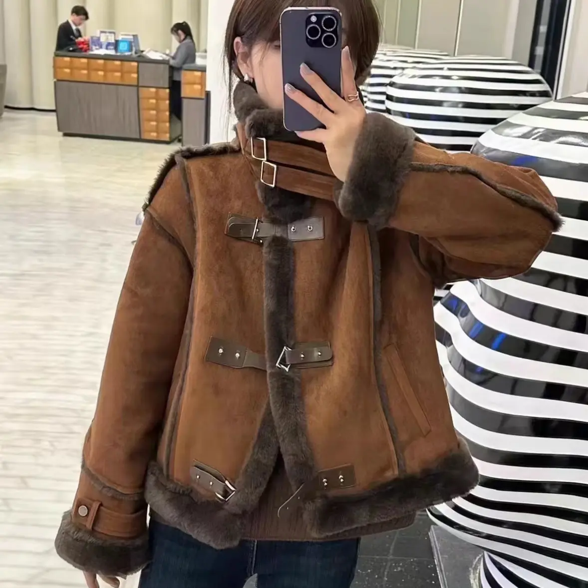 短款外套女秋冬季韩版宽松小个子百搭加绒加厚机车服上衣