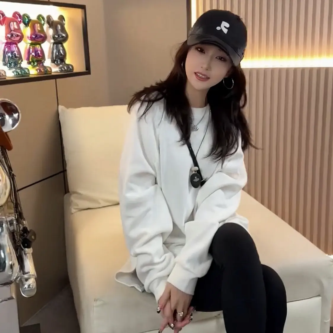 新款加绒长袖T恤女秋冬季宽松中长款内搭打底衫卫衣