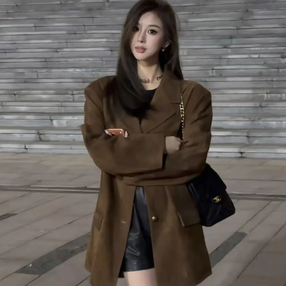 BEAUTY VENA羊皮绒西装外套4WN073