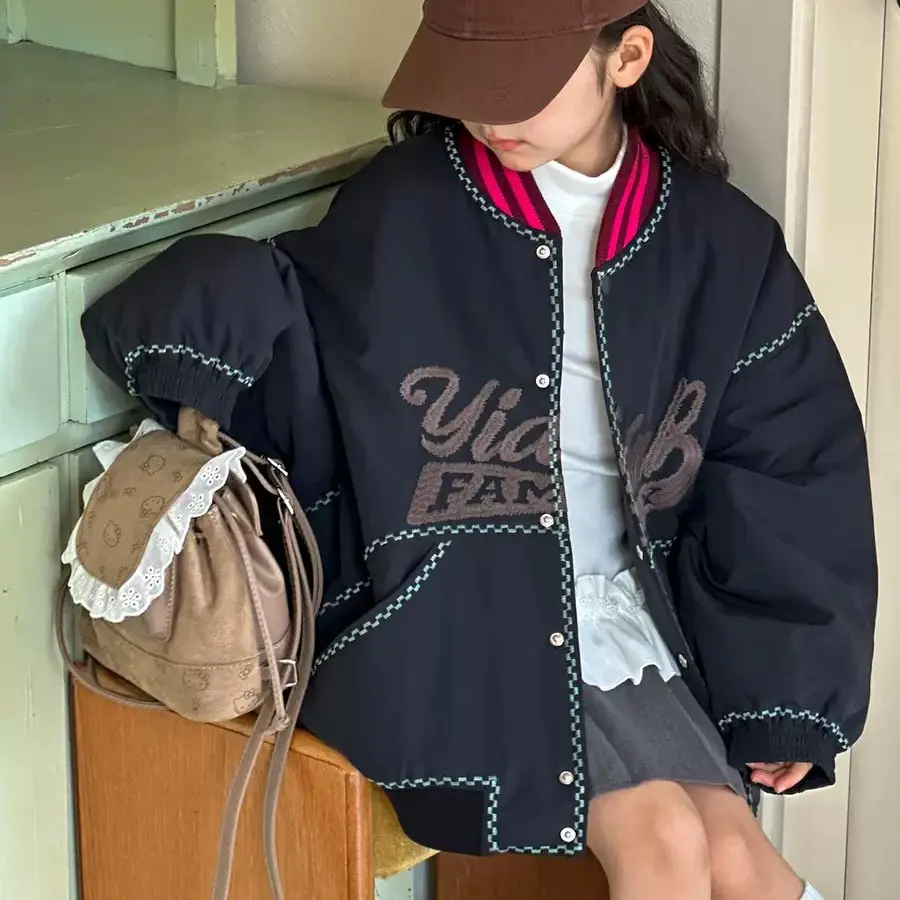 514-mochier沫弛尔女童秋冬加厚加绒棒球服保暖外套