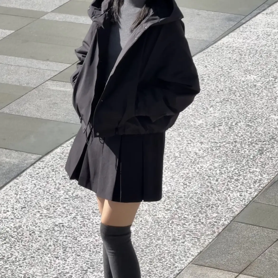 冬季女士连帽棉服外套韩系简约显瘦中长款加厚保暖百搭女上衣