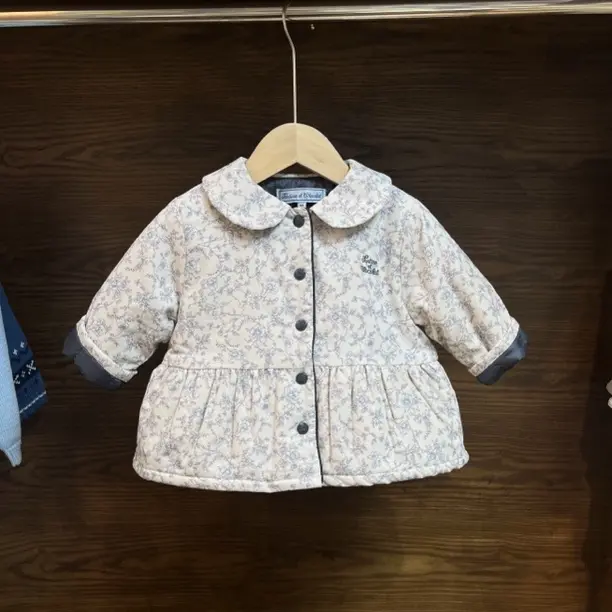 秋冬女童洋气条绒碎花轻薄棉服棉袄