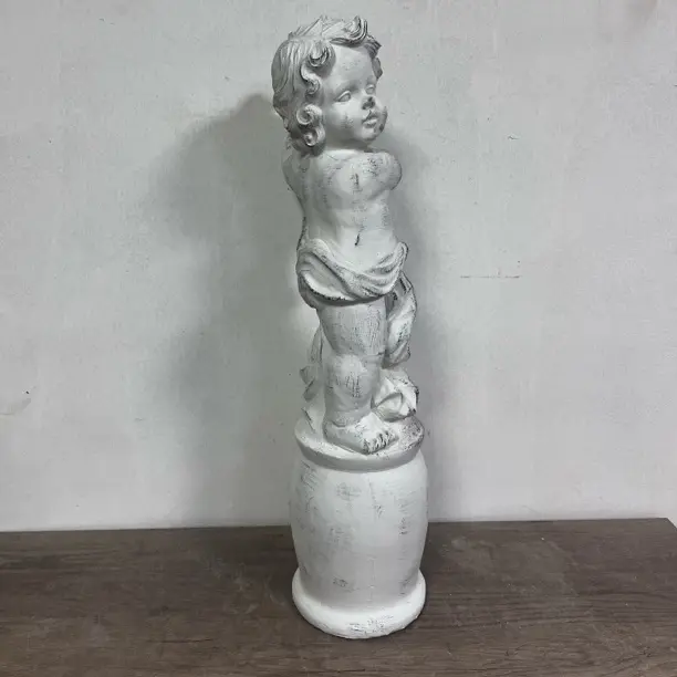 天使摆件可爱带柱子一体花园室内摆件做工精细可用于茶室空间陈设