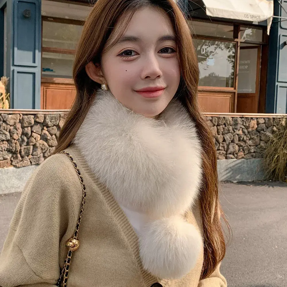真狐狸毛韩版新款冬季大毛球围脖真毛女毛毛围巾磁铁吸扣毛领