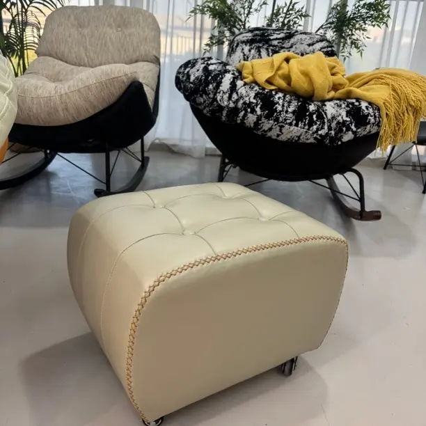 家用实木旋转滑轮矮凳客厅万向轮换鞋凳沙发凳洗脚凳