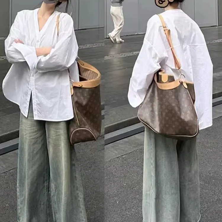 显瘦云雾编织纯色单肩包磁扣学生托特包百搭容量大